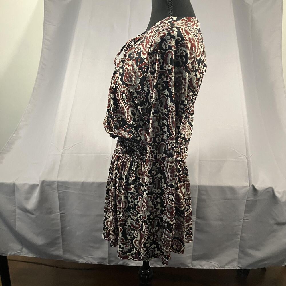 Veronica M Dress Womens Medium Black Burgundy Paisley Long Sleeve Boho‎ USA Made - Picture 15 of 15